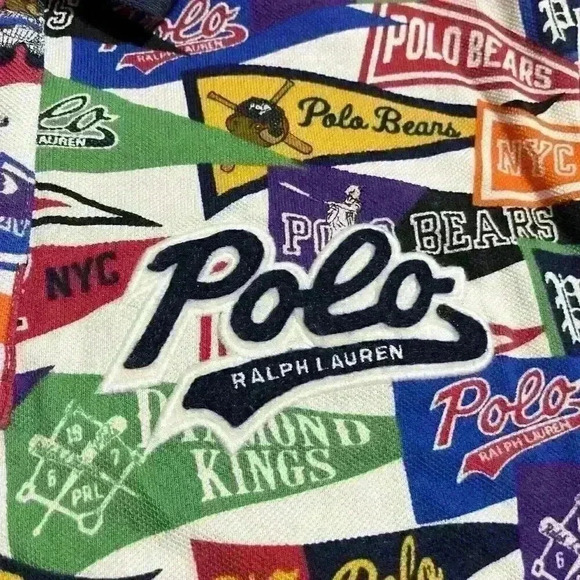 Polo Ralph Lauren Art Deco Multicolor Pennant Stadium Bears Classic Fit Shirt - Picture 9 of 10